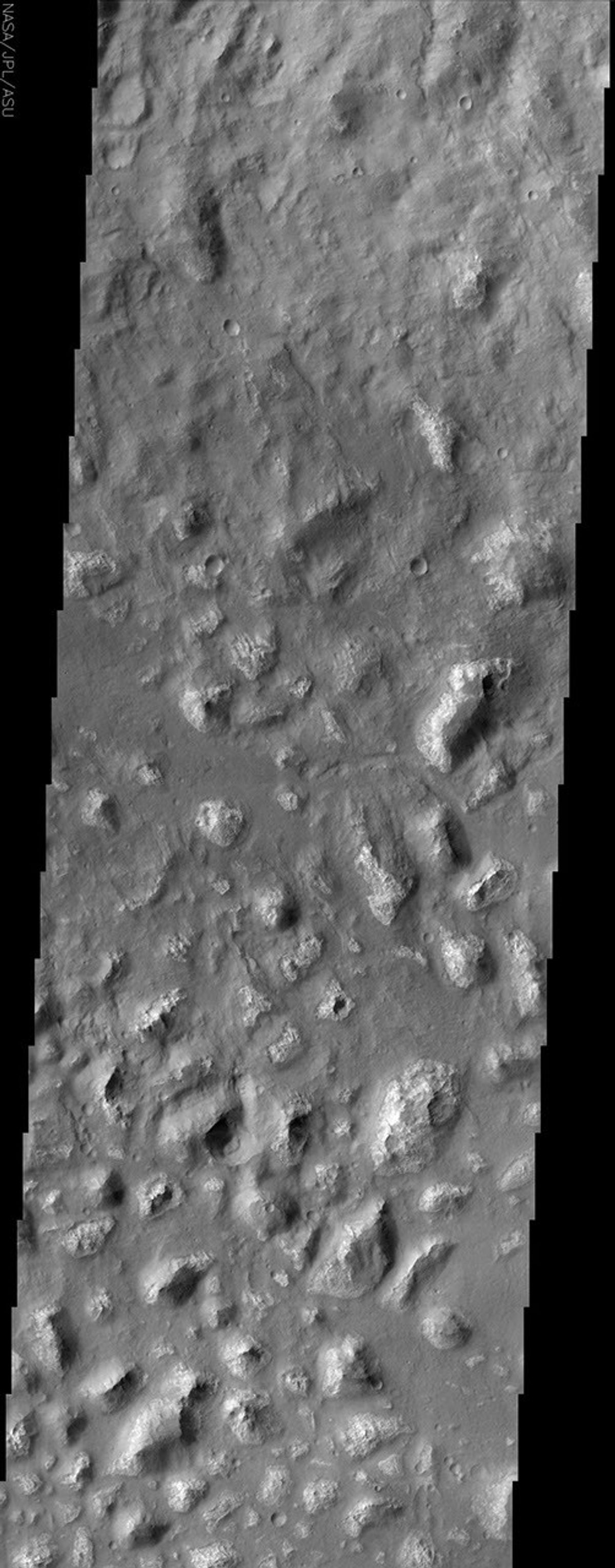 Among the many varied landscapes on Mars the term chaos is applied to those places that have a jumbled, blocky appearance, like in this image from NASA Mars Odyssey spacecraft.
