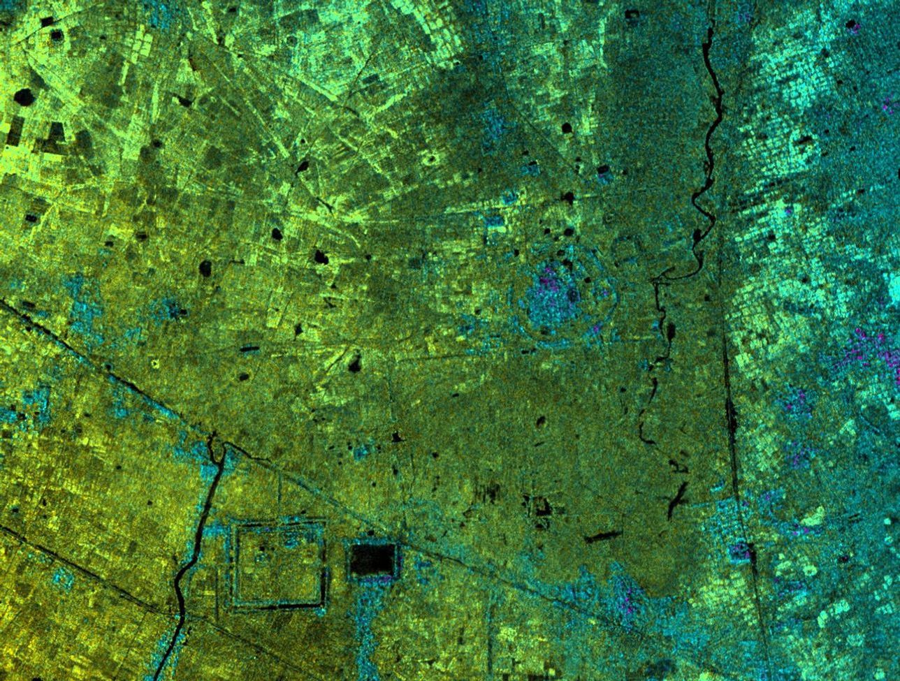 This radar image, taken by NASA's Airborne Synthetic Aperture Radar in 2002, shows Lovea, Cambodia.
