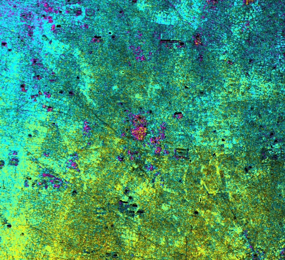 This radar image, taken by NASA's Airborne Synthetic Aperture Radar in 2002, shows Ancharn Kuy, Cambodia.