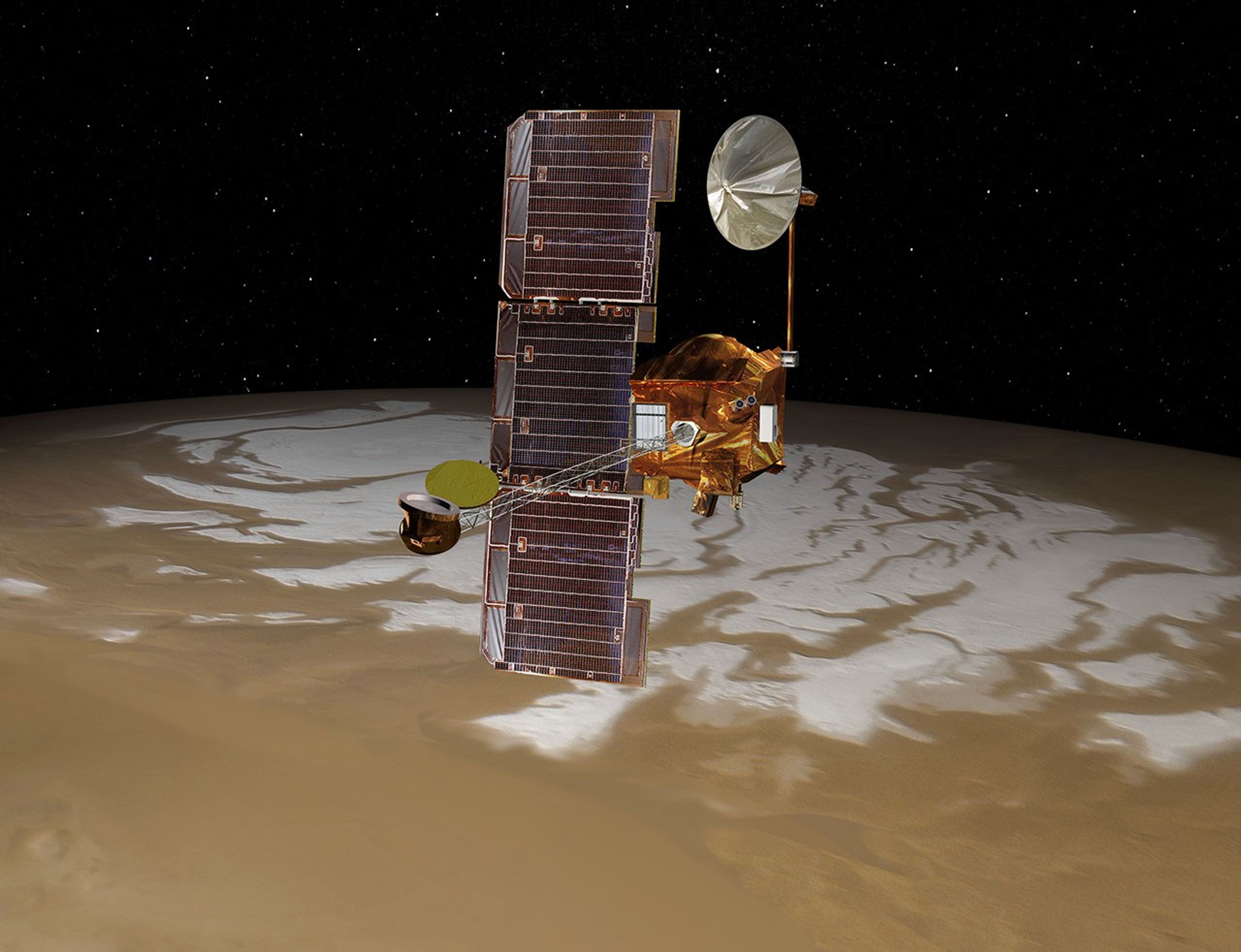 
			Odyssey over Mars' South Pole (Artist's Concept) - NASA Science			