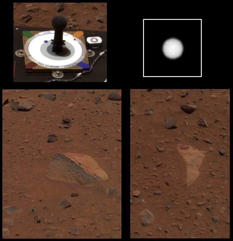 Two of NASA's Mars Exploration Rover Spirit's potential target rocks, which are near the rock called Adirondack in Gusev Crater.