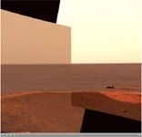 Click on the image for Opportunity's Heatshield on the Horizon (QTVR)