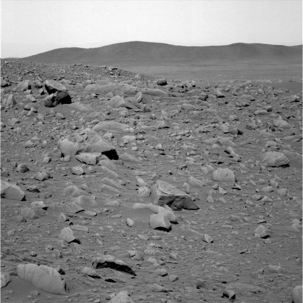 This image shows the rocky road NASA's Mars Exploration Rover Spirit traveled to reach its ultimate destination the Columbia Hills.