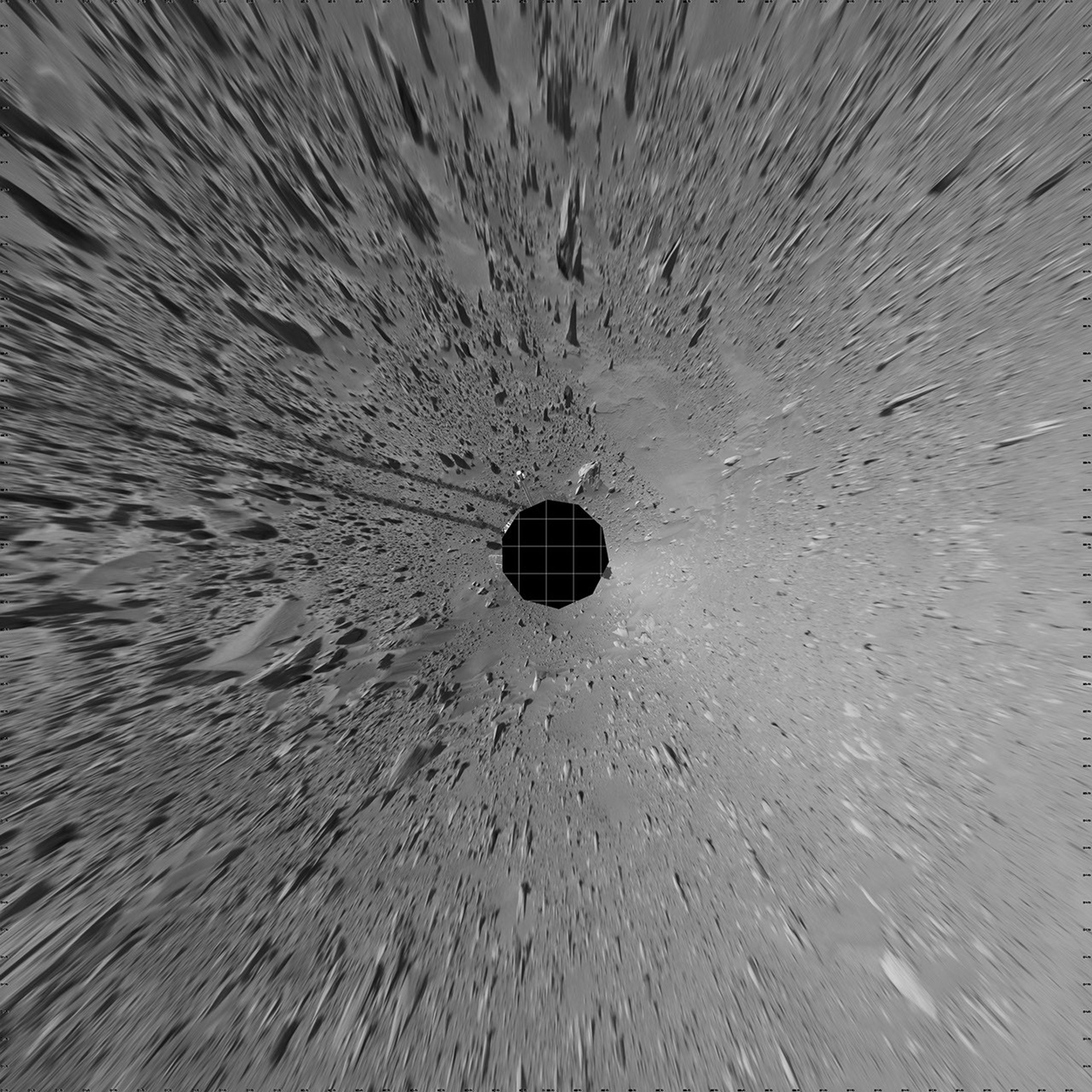 This vertical-projection mosaic was created by NASA's Mars Exploration Rover Spirit acquired on sol 93 (April 7, 2004). It reveals the martian view from Spirit's position during the four-sol flight software update that began on sol 94.