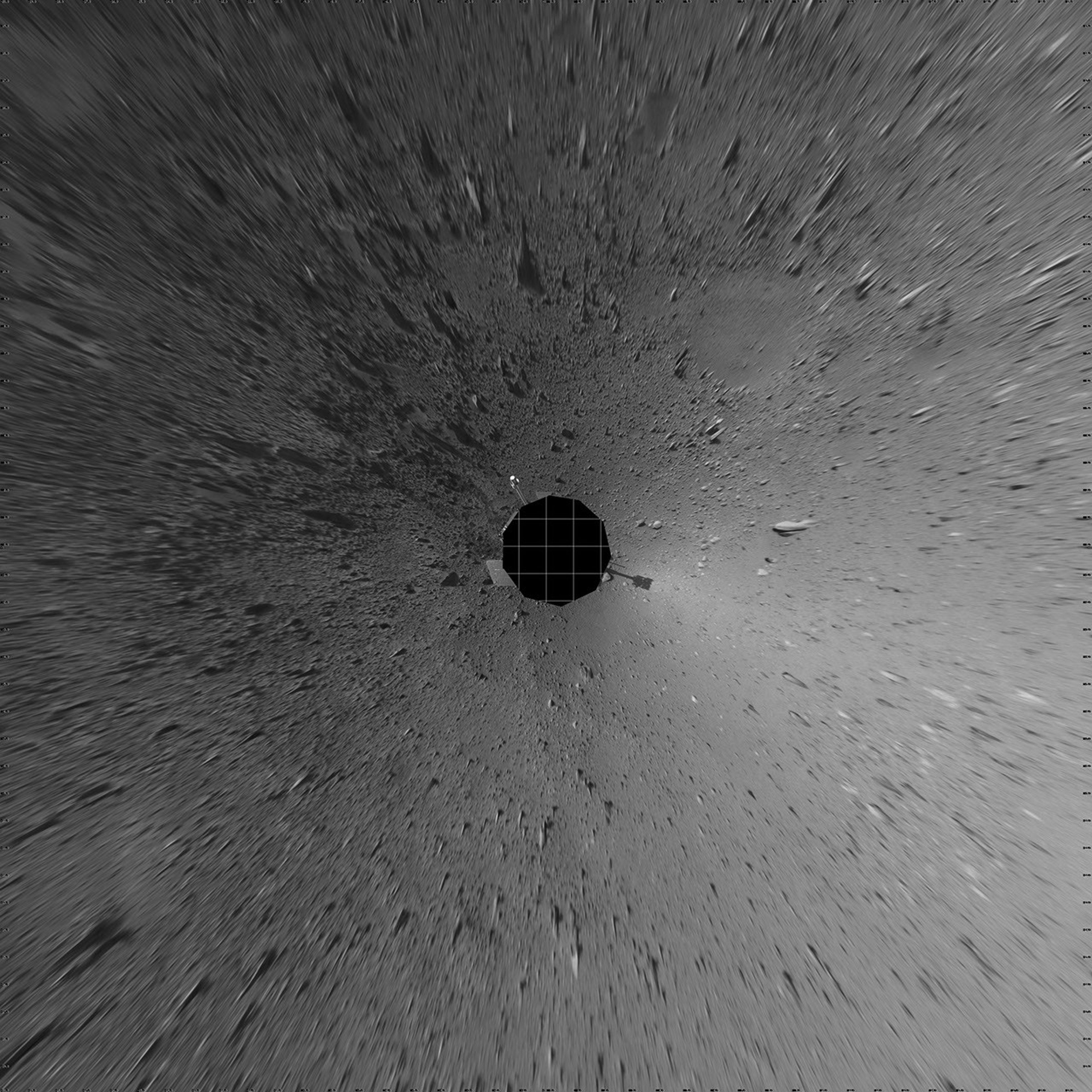 This vertical-projection view was created from navigation camera images that NASA's Mars Exploration Rover Spirit acquired on May 9, 2004. It revealed Spirit's view as it got closer to the 'Columbia Hills.'