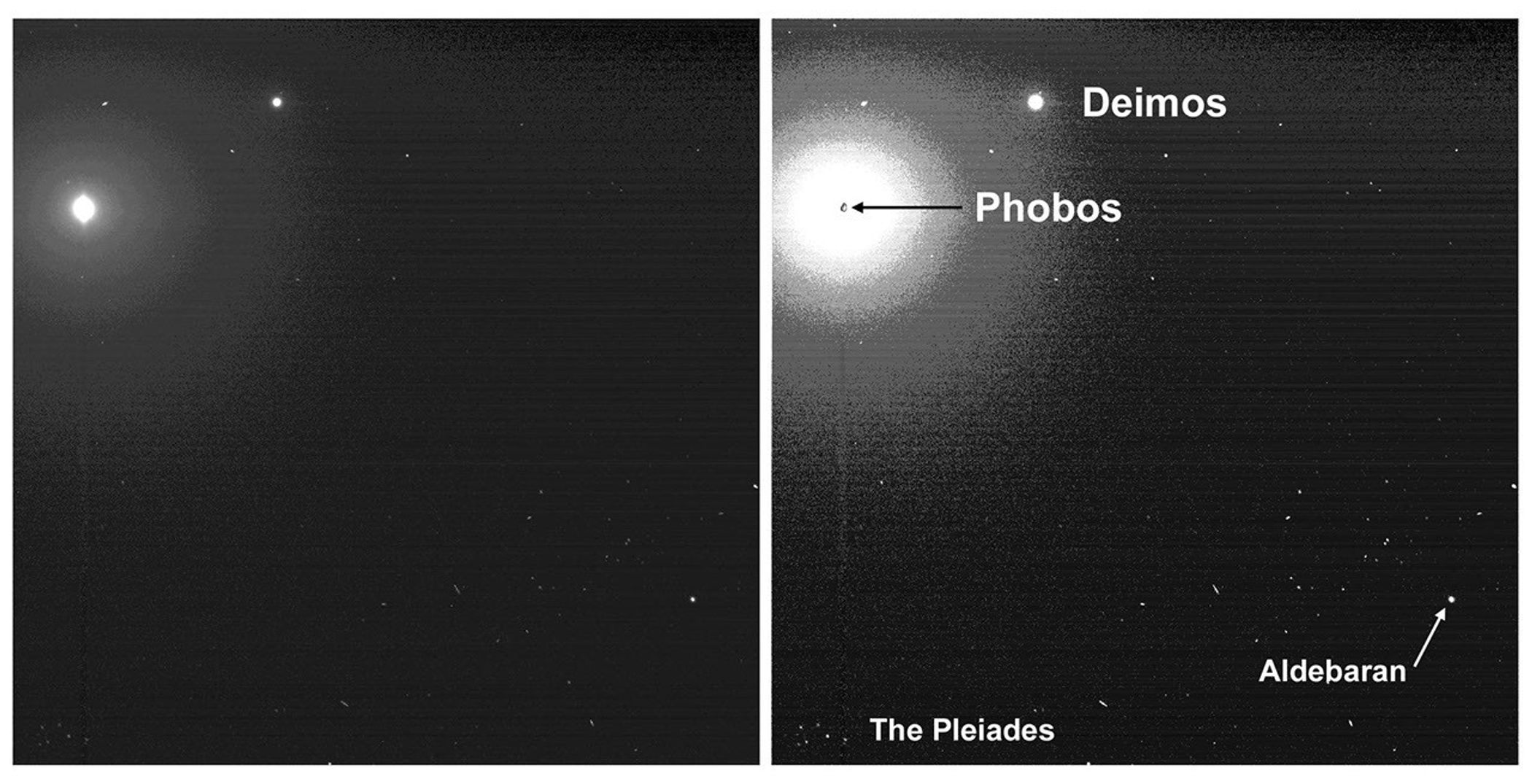 
			Two Moons and the Pleiades from Mars - NASA Science			