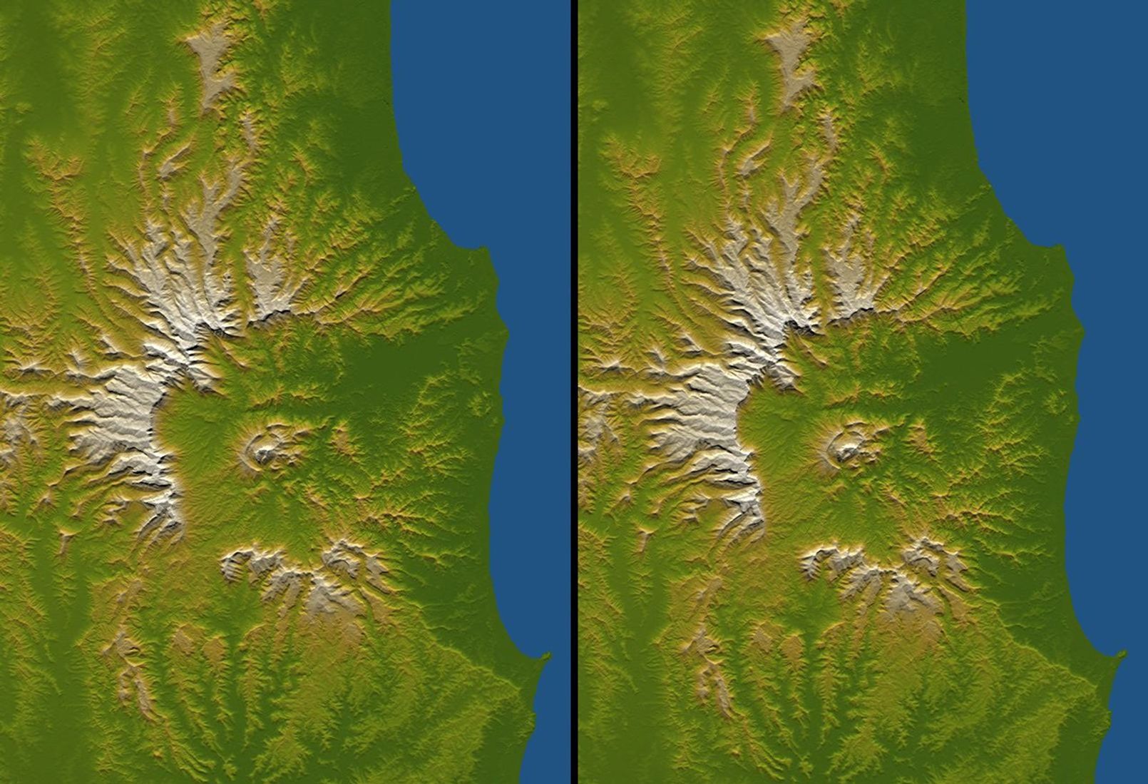 Australia is the only continent without any current volcanic activity, but it hosts one of the world's largest extinct volcanoes, the Tweed Volcano as seen by NASA's Shuttle Radar Topography Mission.
