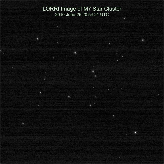 NASA's New Horizons team calibrates the Long Range Reconnaissance Imager (LORRI) by taking pictures of the open star cluster M7.