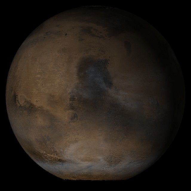 NASA's Mars Global Surveyor shows the Syrtis Major face of Mars in mid-January 2005.