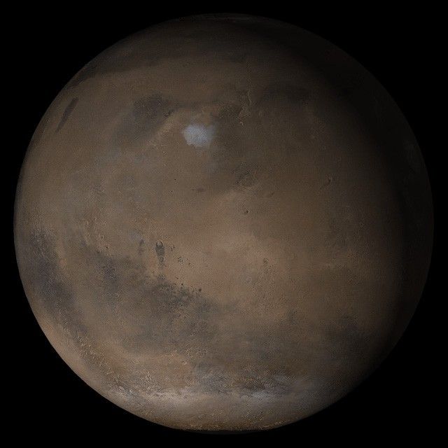 NASA's Mars Global Surveyor shows the Elysium/Mare Cimmerium face of Mars in mid-February 2005.