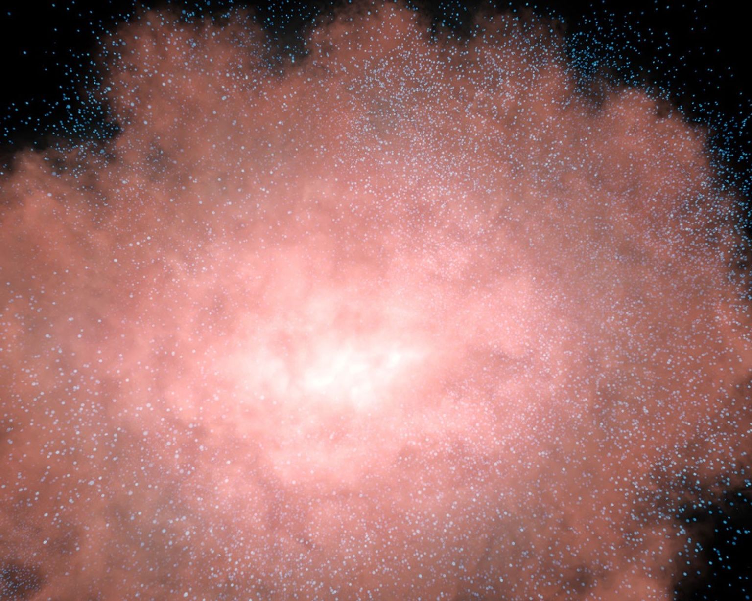This artist's concept demonstrates that an invisible galaxy shrouded in dust can become glaringly bright when viewed in infrared light.