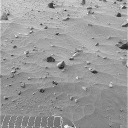 During this period, NASA's Mars Exploration Rover Spirit covered about 80 meters (262 feet) in its climb toward 'Cumberland Ridge' in the 'Columbia Hills.' The terrain shown has many rocks.