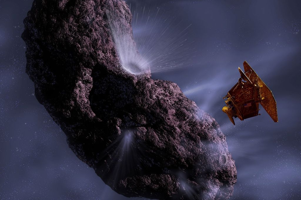 This artist's concept gives us a look at the moment of impact and the forming of the crater.