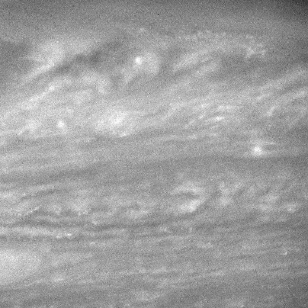 NASA's Cassini images of Saturn's dynamic atmosphere, like this view, will be combined with data from the spacecraft's two infrared-sensing instruments to measure correlations among cloud features at many altitudes and infer heat flow across the planet.