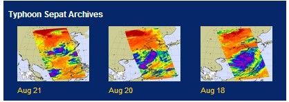 Click on the image to access AIRS weather snapshot for Typhoon Sepat