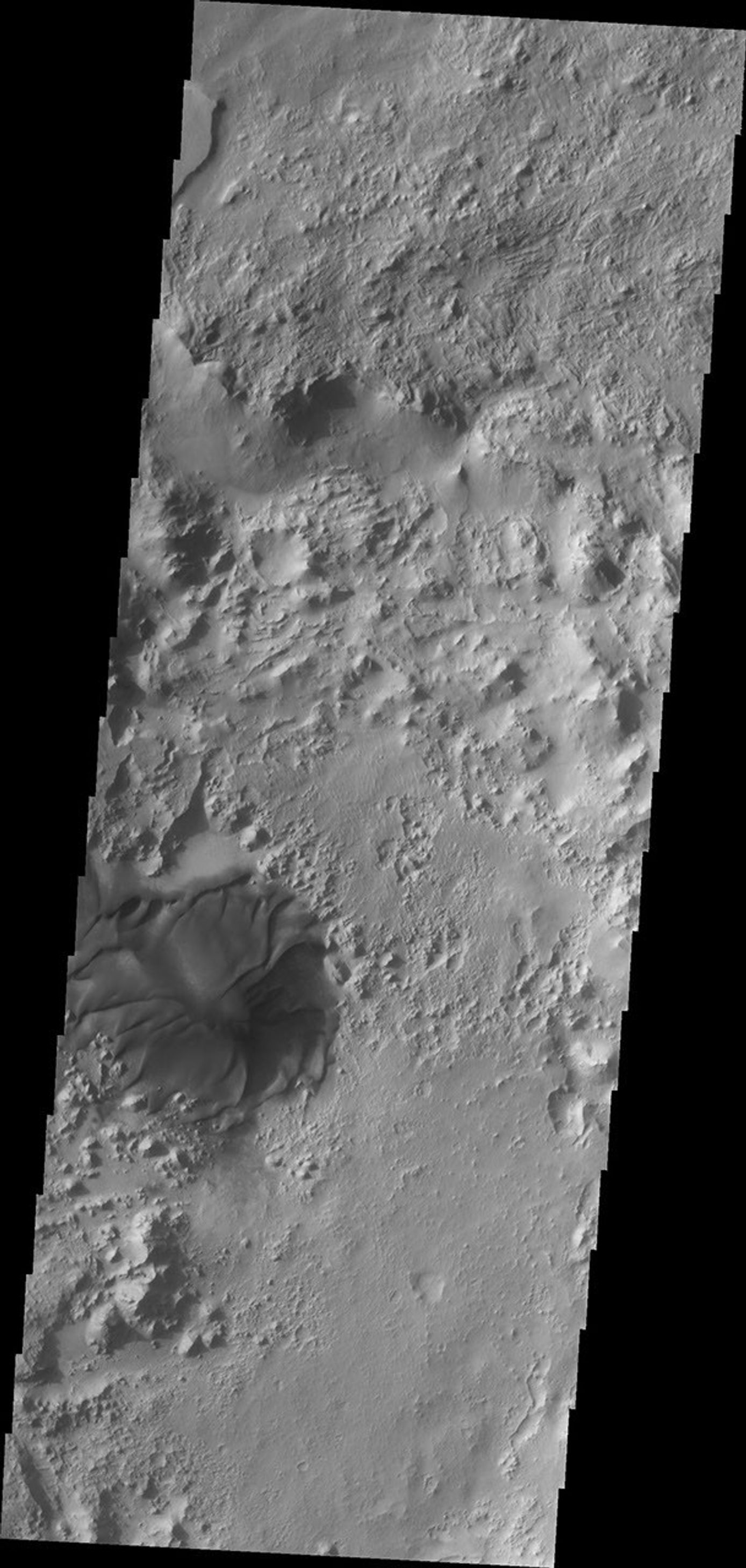 This image from NASA's Mars Odyssey shows a large dune found on the floor of an unnamed crater in Terra Sabaea.