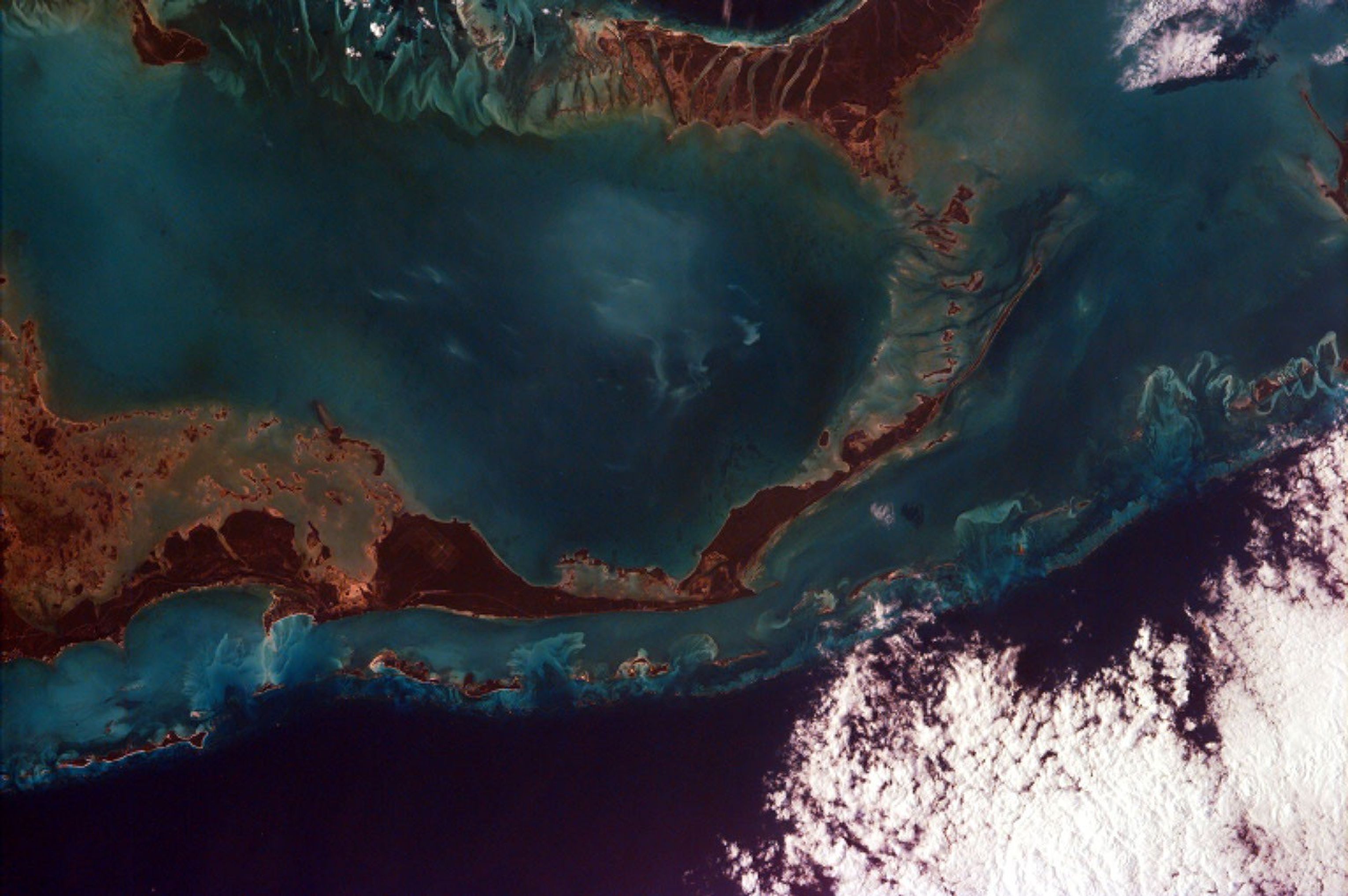 This image from NASA's EarthKAM captures the tropical beauty of the major islands of the Little Bahama Bank, the most northerly of the island groups that comprise the Bahamas.