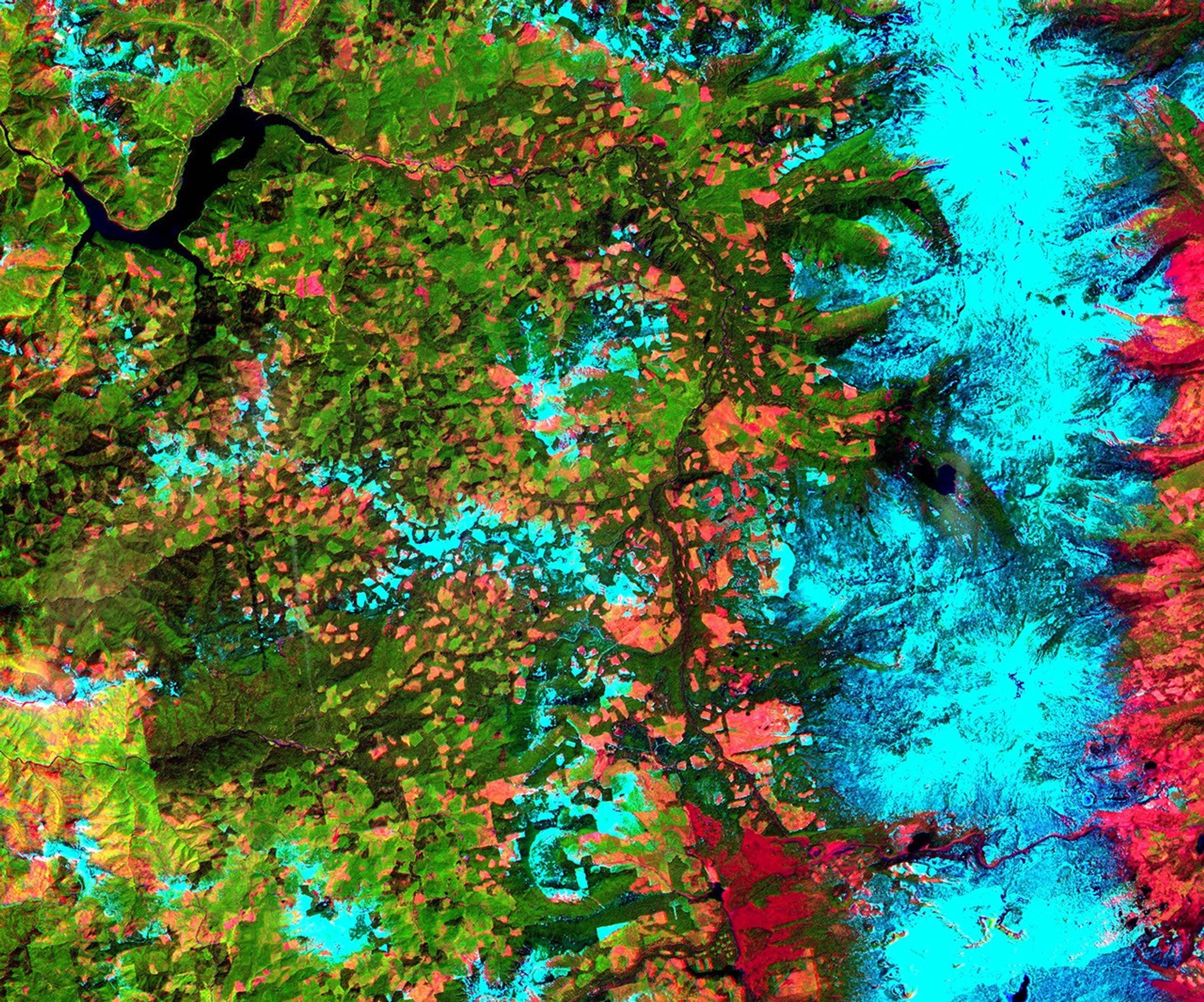 This image was acquired by NASA's Terra spacecraft on May 20, 2000 and shows an area along the west side of the Cascade Range in west central Oregon.
