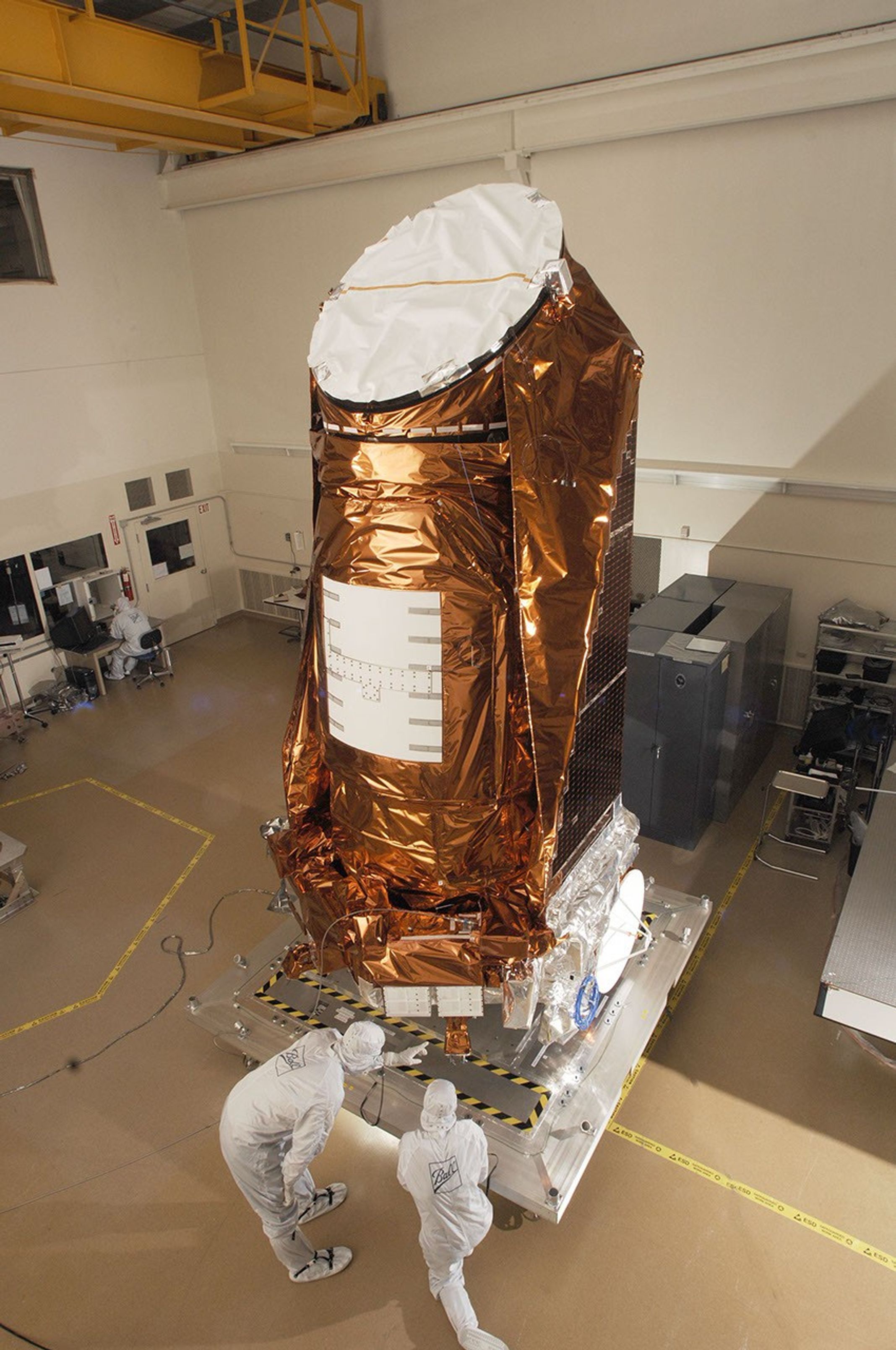 NASA's Kepler spacecraft in a clean room at Ball Aerospace & Technologies Corp. in Boulder, Colo.