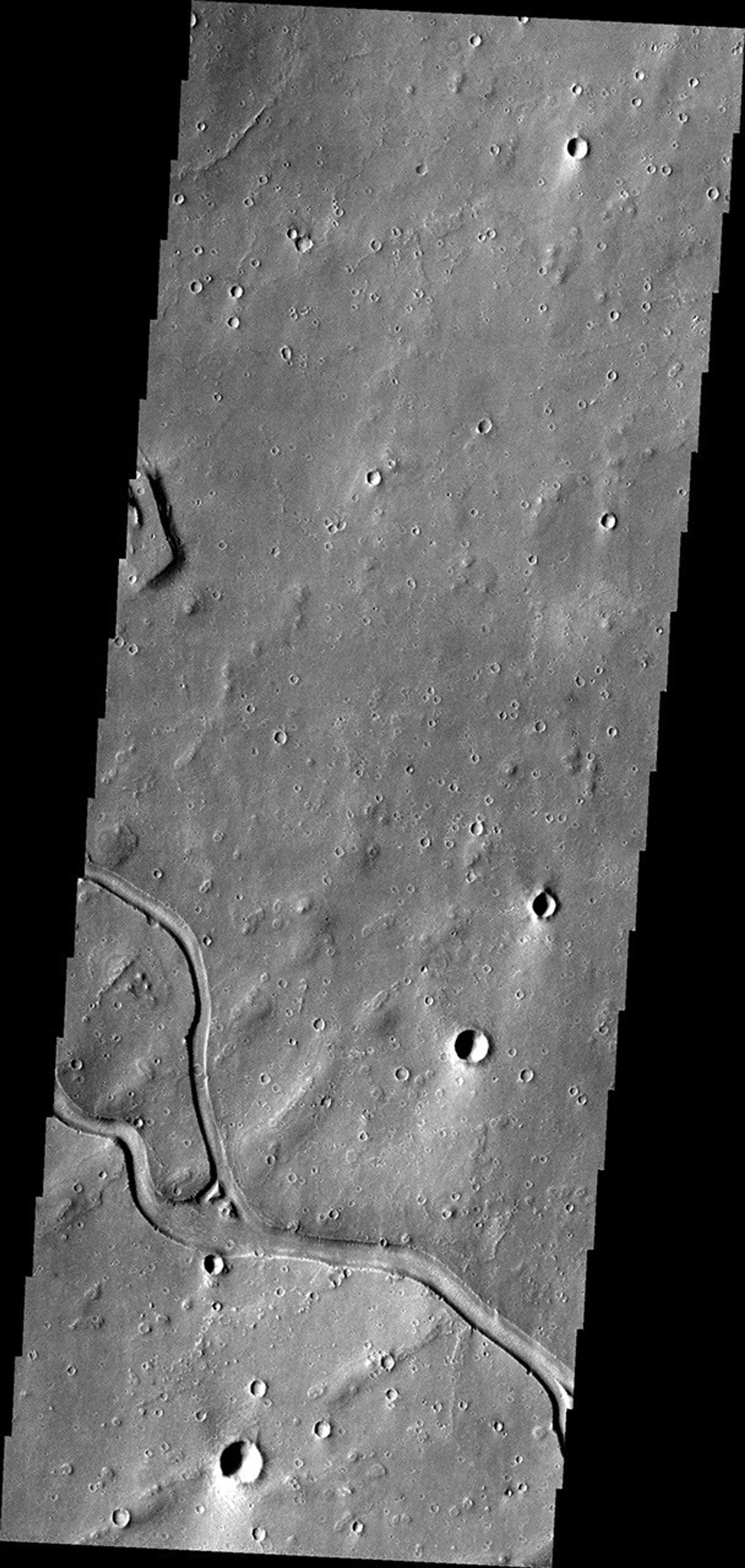This image from NASA's Mars Odyssey shows a small section of Hebrus Vallis.