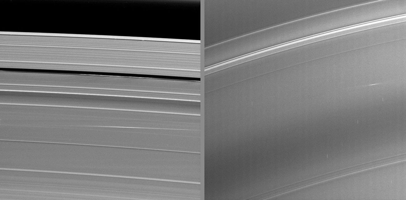 The bright streaks visible in these image from NASA's Cassini spacecraft taken during Saturn's August 2009 equinox are exciting evidence of a constant rain of interplanetary projectiles onto the planet's rings.