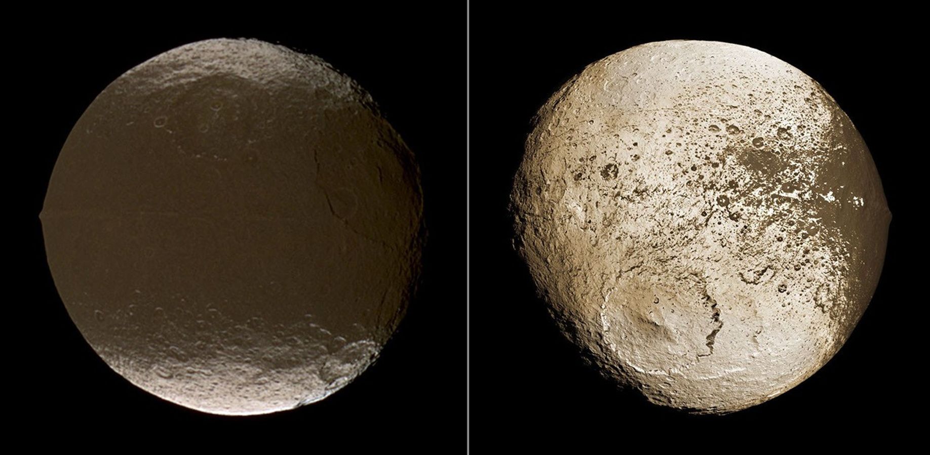 Iapetus photographed by a spacecraft