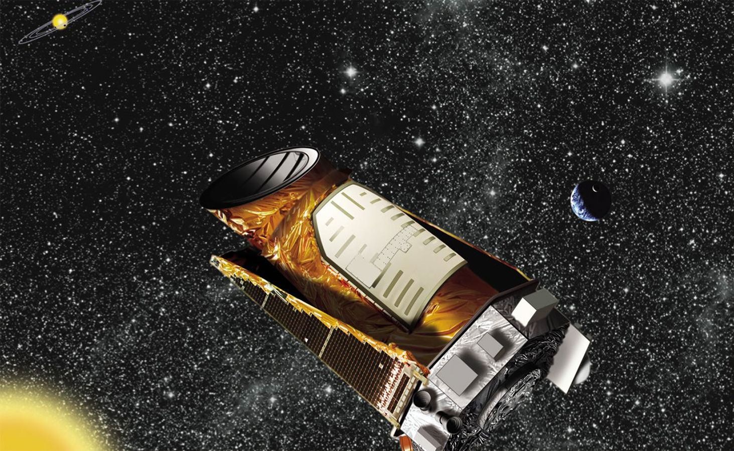 This artist's concept shows NASA's Kepler spacecraft.