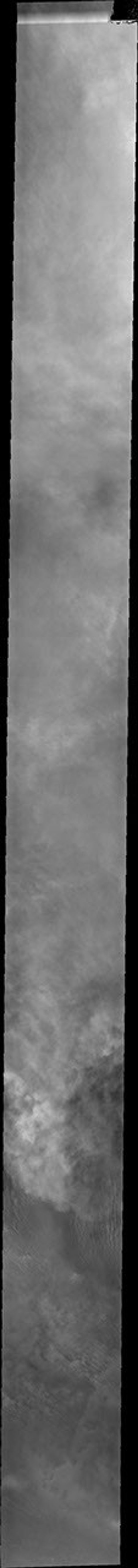 This image from NASA's Mars Odyssey shows the top of the dust clouds and thin streamers of clouds during Mars' southern hemisphere dust storm season.