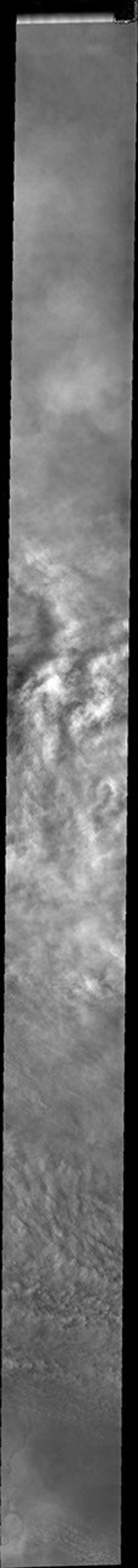This image from NASA's Mars Odyssey shows bright cloud tops during Mars' southern hemisphere dust storm season.