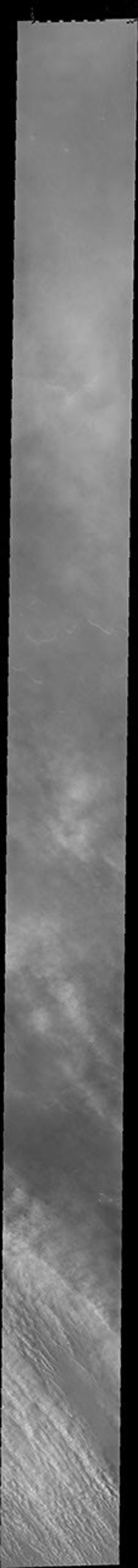 This image from NASA's Mars Odyssey shows thin 'streams' of clouds during Mars' southern hemisphere dust storm season.