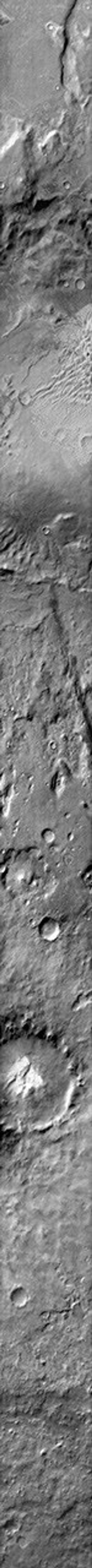 This daytime infrared 2001 Mars Odyssey image shows part of the extensive dune field on the floor of Russell Crater on Mars.