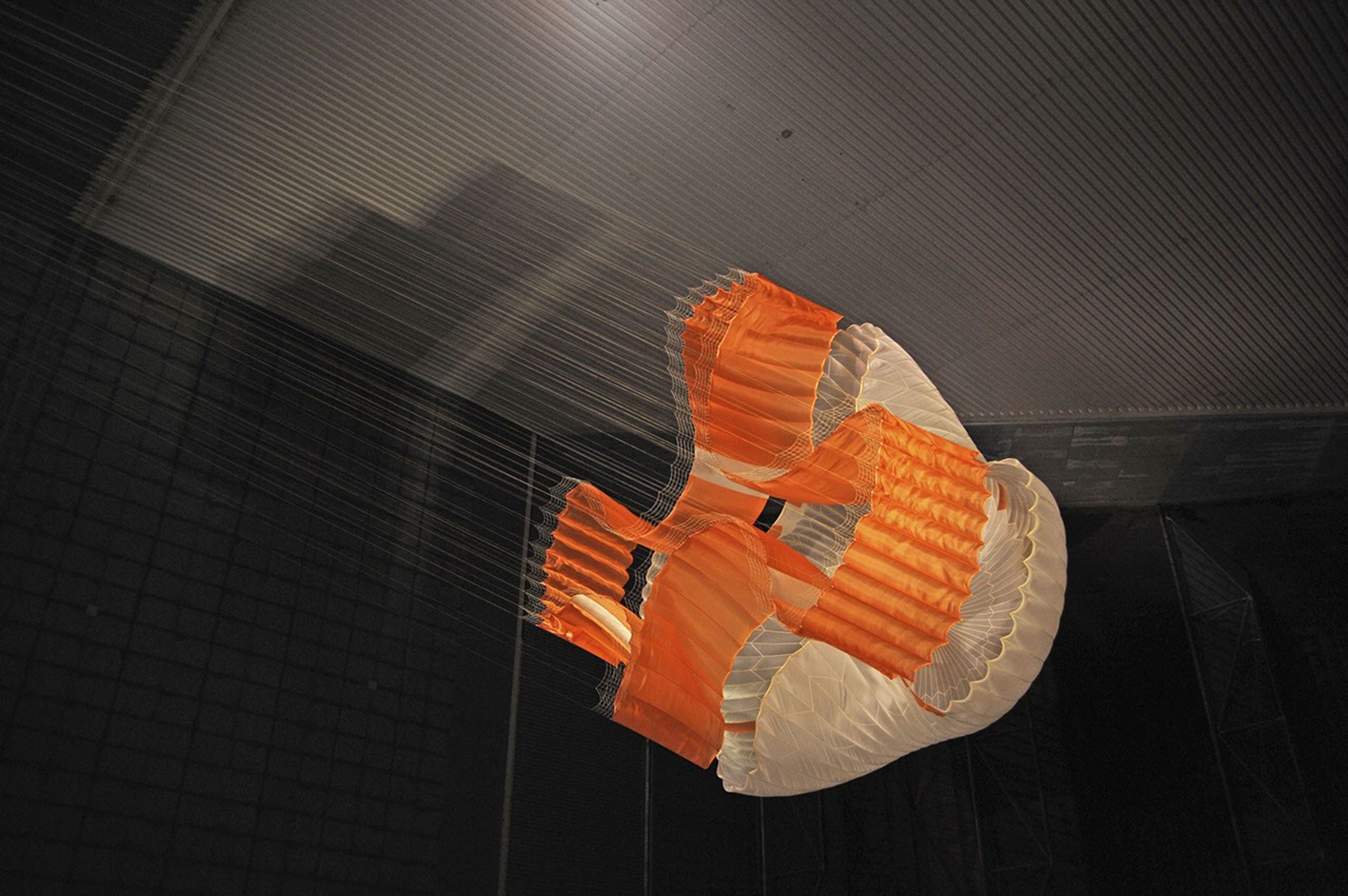 Testing during March and April 2009 inside the world's largest wind tunnel, at NASA Ames Research Center, Moffett Field, Calif., qualified the parachute for NASA's next Mars rover.