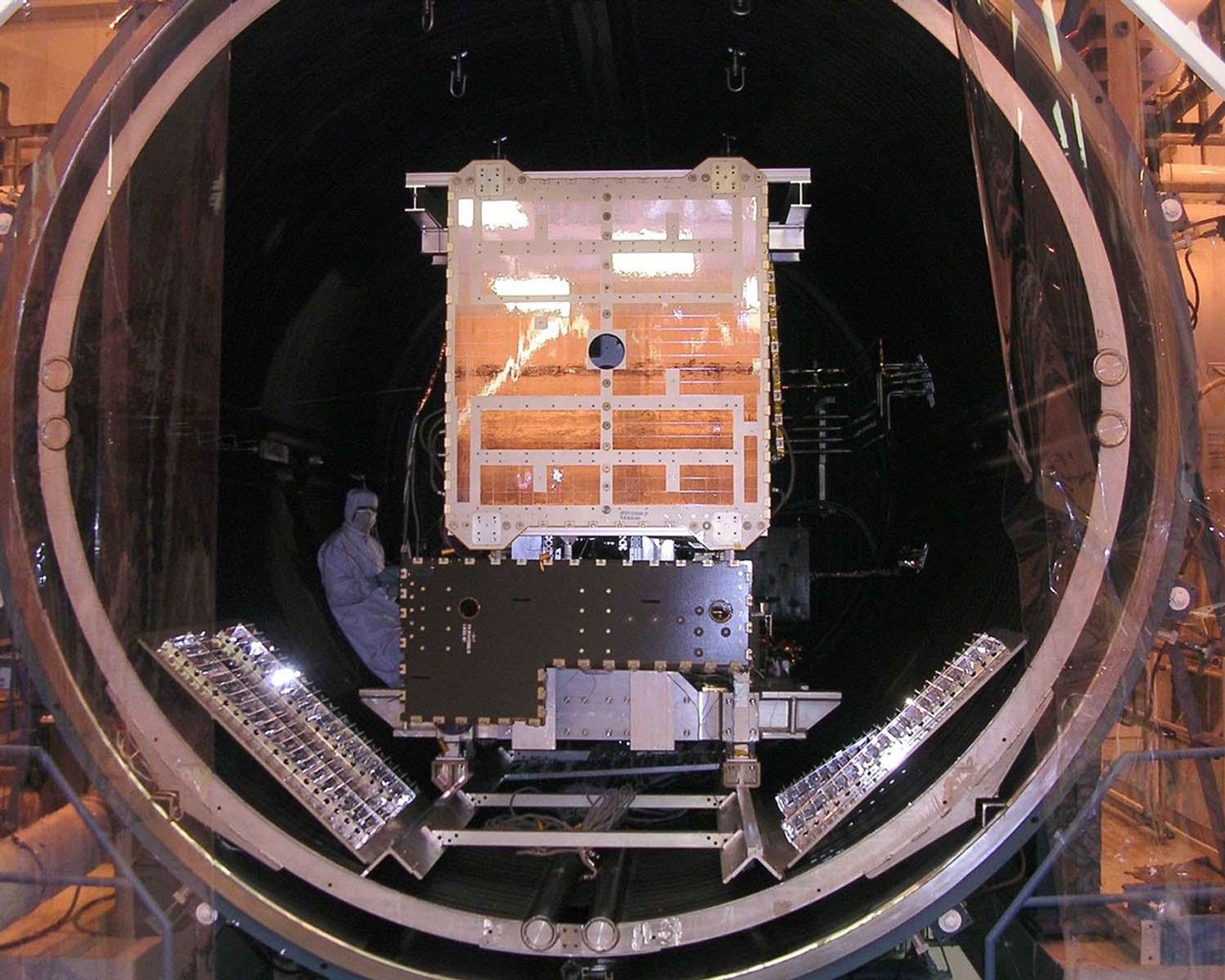 NASA's Dawn spacecraft in thermal vacuum chamber.