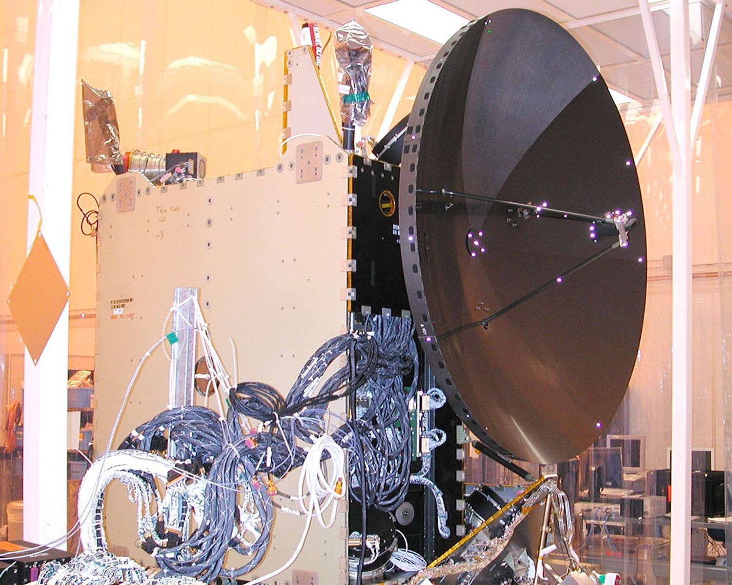 NASA's Dawn spacecraft after installation of high gain antenna.