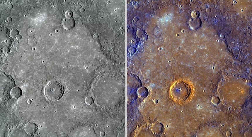 Shown here are color views of the plains near Rudaki crater.