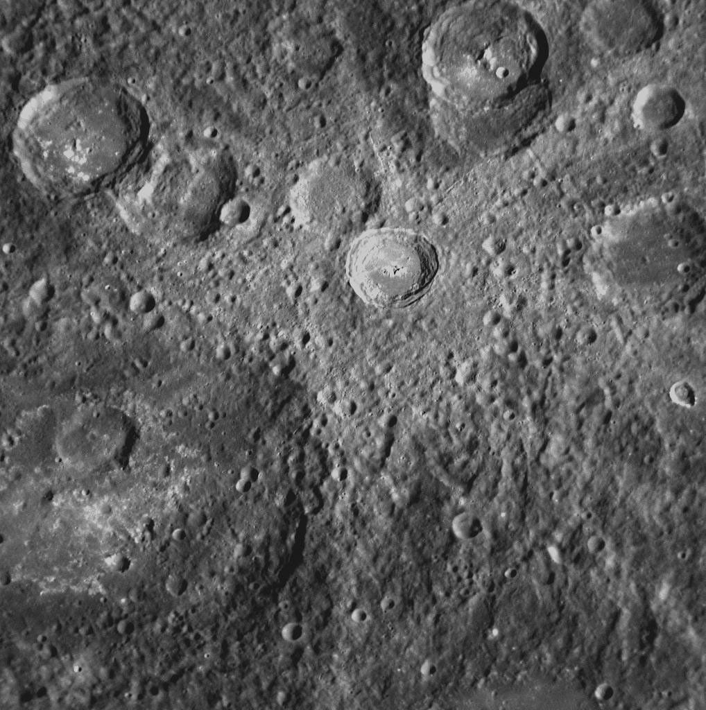 This NAC image from MESSENGER's second Mercury flyby shows a crater with a set of light-colored rays radiating outward from it. Such rays are formed when an impact excavates material from below the surface and throws it outward from the crater.