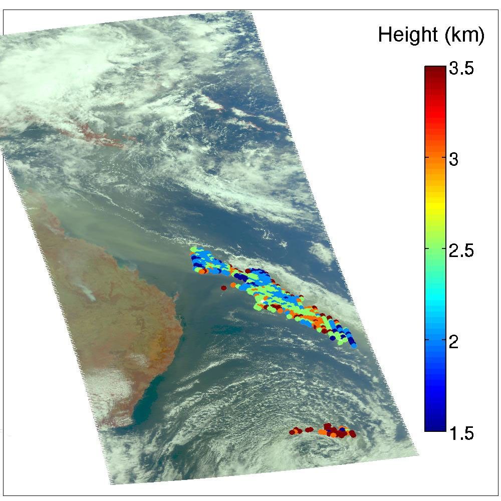 A major dust storm moved across the eastern and northeastern regions of Australia on Sept. 23, 2009, out towards the Pacific as seen the by Atmospheric Infrared Sounder (AIRS) instrument onboard NASA's Aqua satellite.
