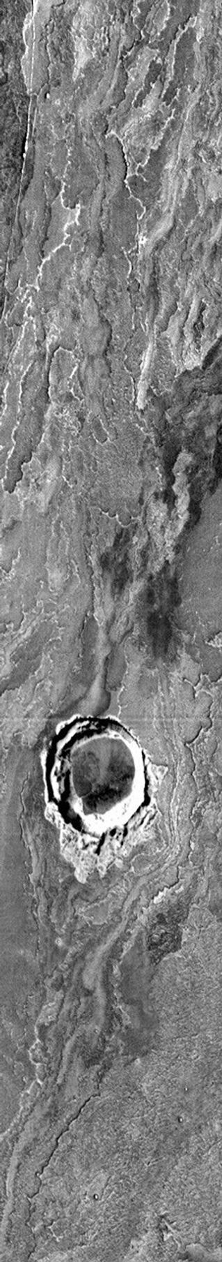 This image from NASA's Mars Odyssey shows lava flows that originated at Arsia Mons on Mars.