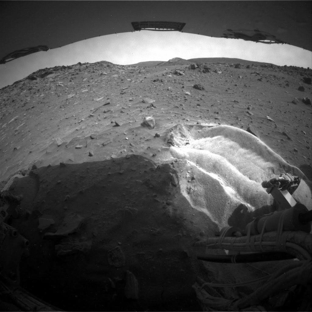 NASA's Mars Exploration Rover Spirit used its rear hazard avoidance camera to take this view toward the south during the 1,899th Martian day, or sol, of Spirit's mission on Mars (May 6, 2009).