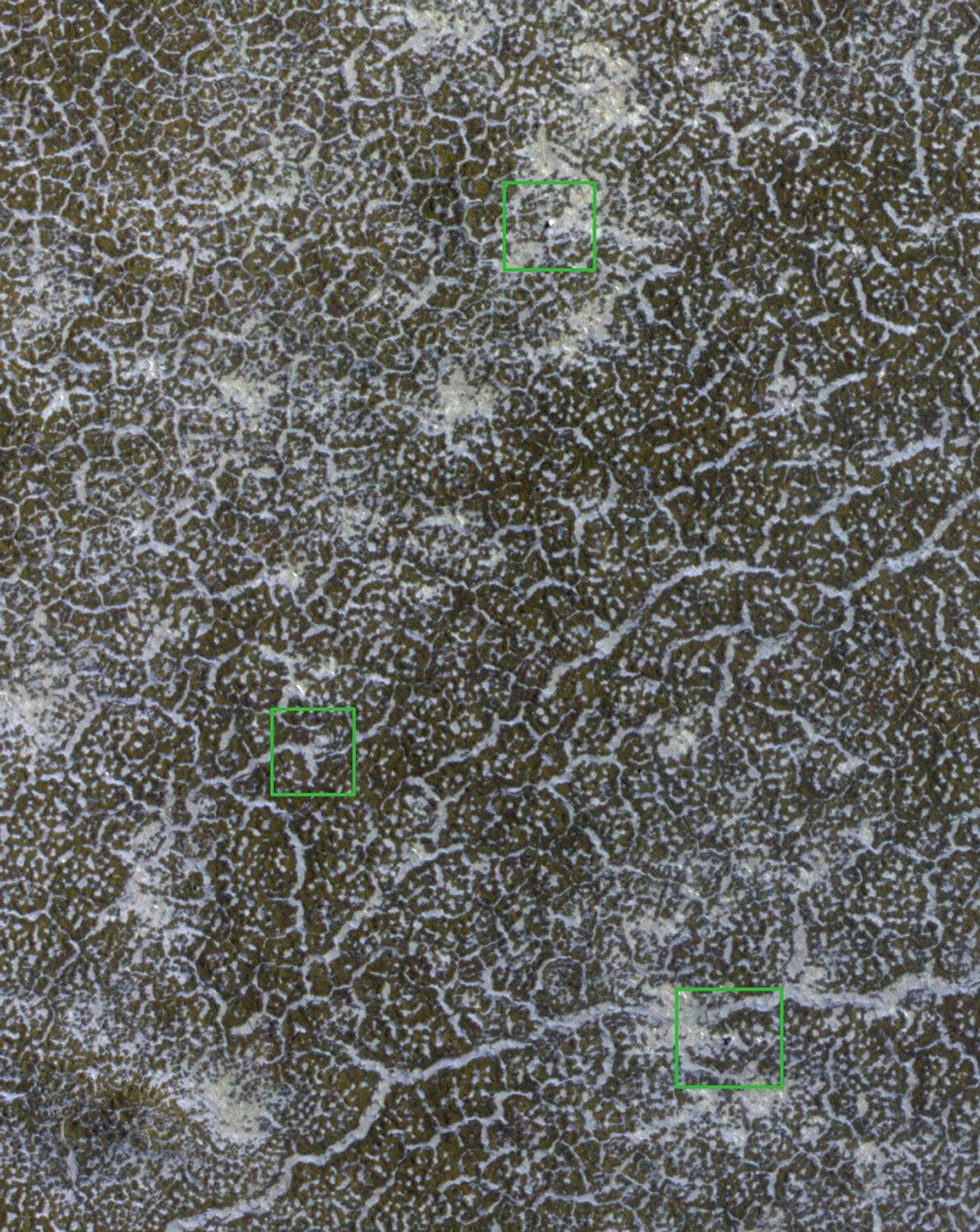 NASA's Phoenix Mars Lander, its backshell and heatshield visible within this enhanced-color image of the Phoenix landing site taken on Jan. 6, 2010 by the High Resolution Imaging Science Experiment (HiRISE) camera on NASA's Mars Reconnaissance Orbiter.