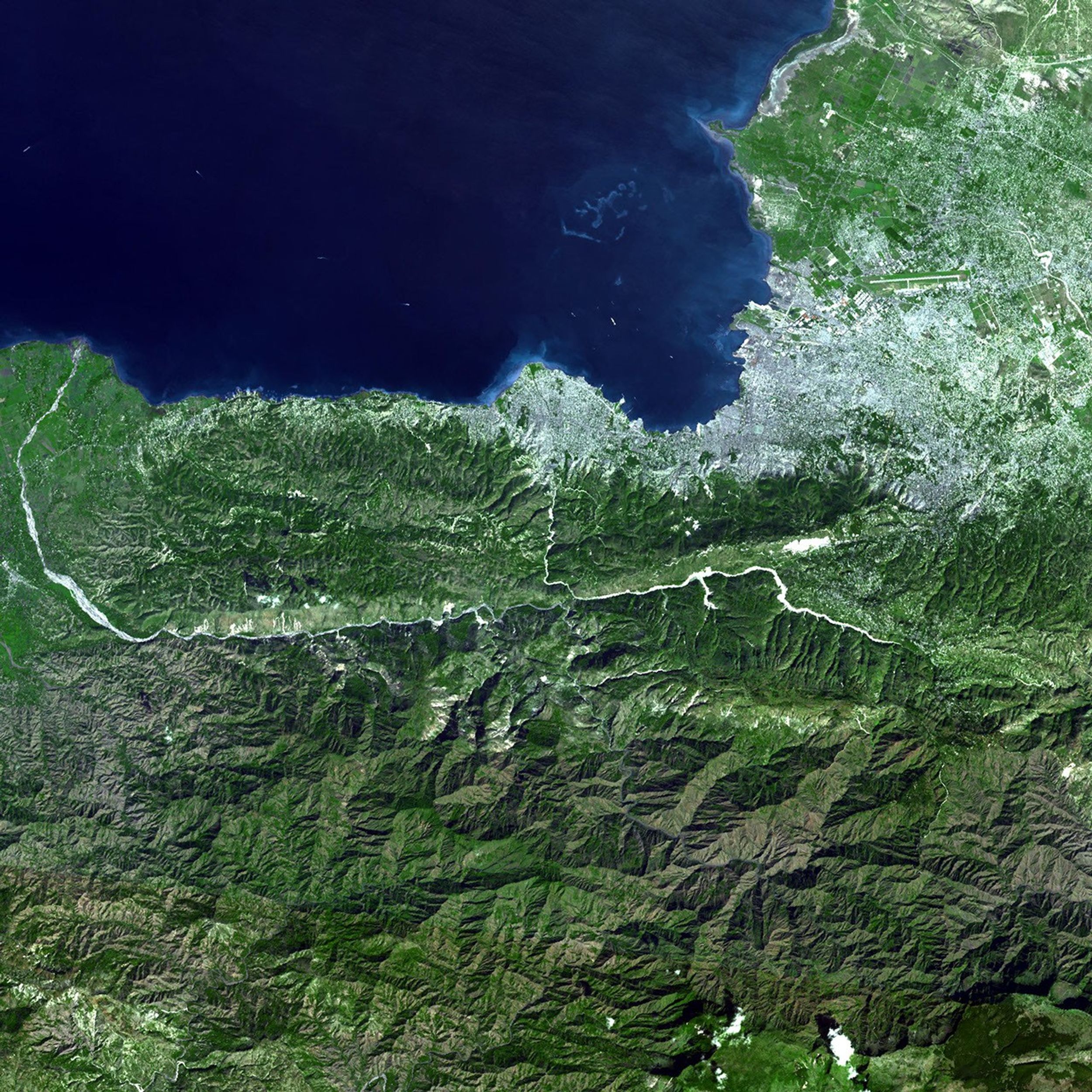 NASA's Terra spacecraft captures a clear sky image of the region of the recent Haiti earthquake.