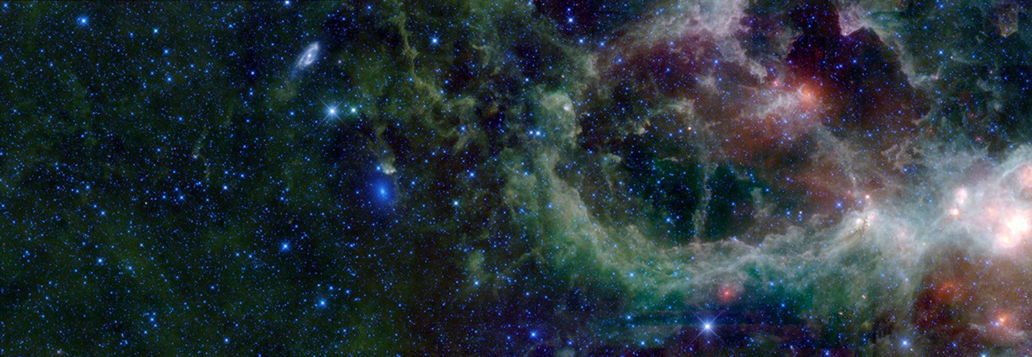 This mosaic of images from NASA's WISE Telescope is in the constellation of Cassiopeia. This region contains a large star forming nebula within the Milky Way Galaxy, sometimes called the Heart Nebula, and is over 6 thousand light-years from Earth.