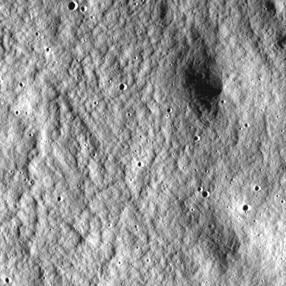 Close-up view of the lunar highlands, northeast of Clavius crater, taken by NASA's Lunar Reconnaissance Orbiter.