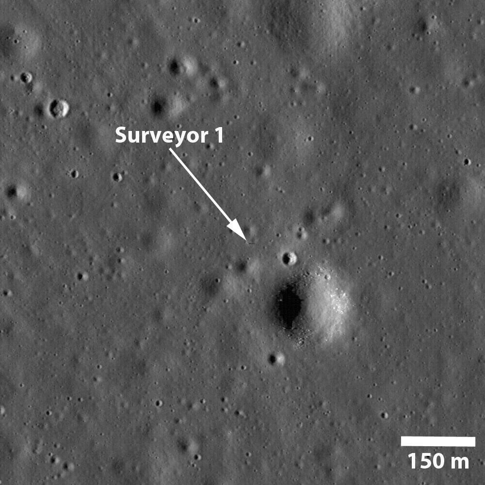 NASA's Surveyor 1 spacecraft sitting silently on Oceanus Procellarum, the first US spacecraft to land on another planet on June 2, 1966 in this image taken by NASA's Lunar Reconnaissance Orbiter.