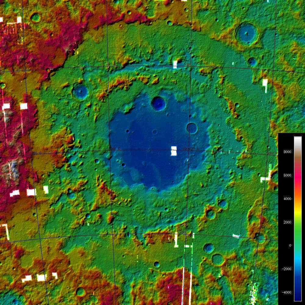 This image is a Digital Terrain Model of the large Orientale Basin, located on the western hemisphere of the Moon.