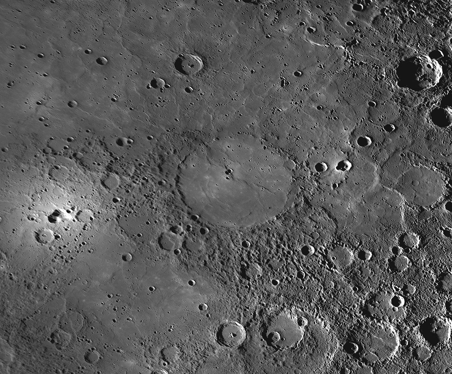 Visible in the center of this image is the crater Copland taken by NASA's MESSENGER spacecraft.