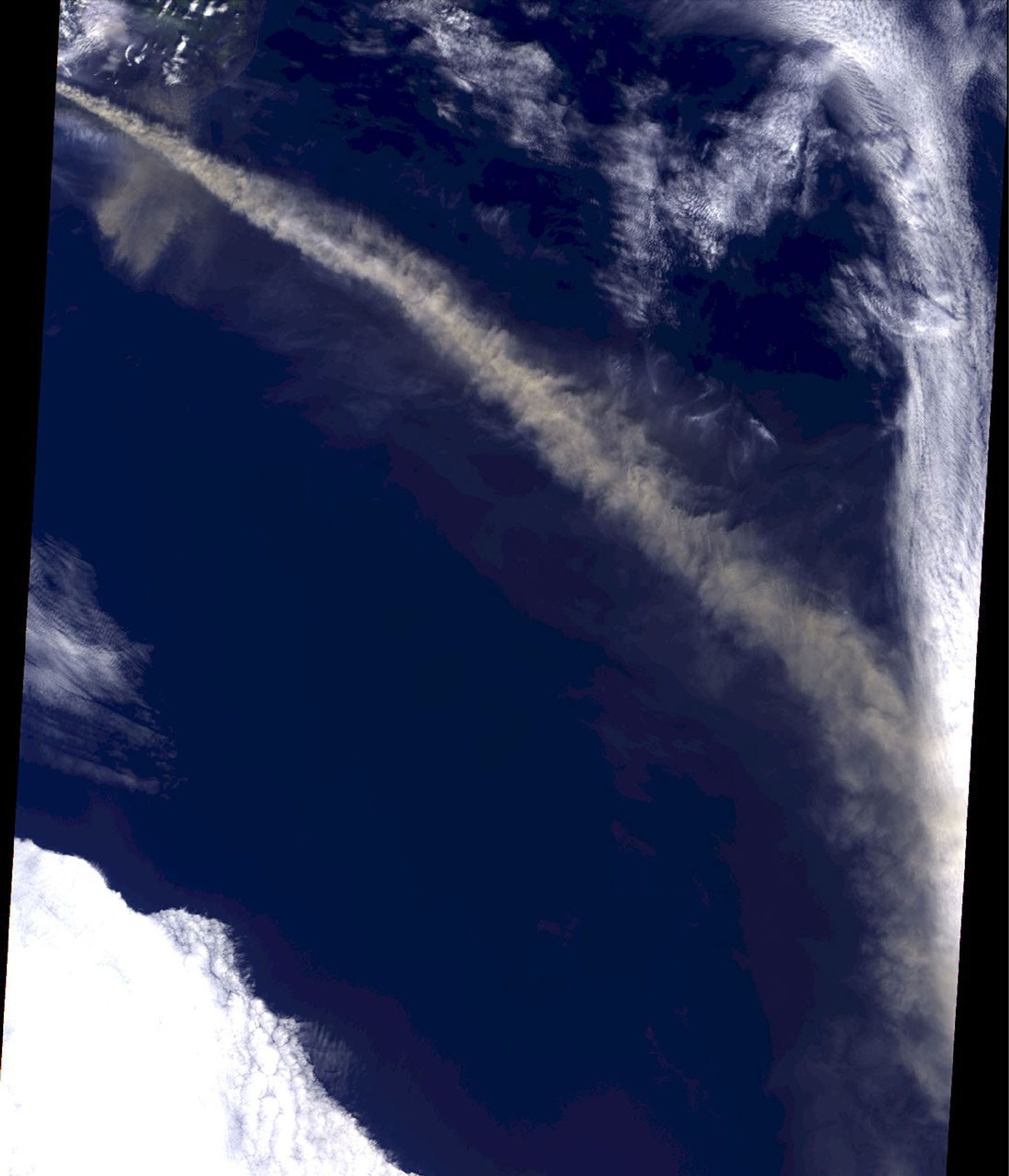 Iceland's Eyjafjallajökull volcano produced its second major ash plume beginning on May 7, 2010. NASA's Terra satellite passed just east of the volcano mid-morning and captured this image the same day.