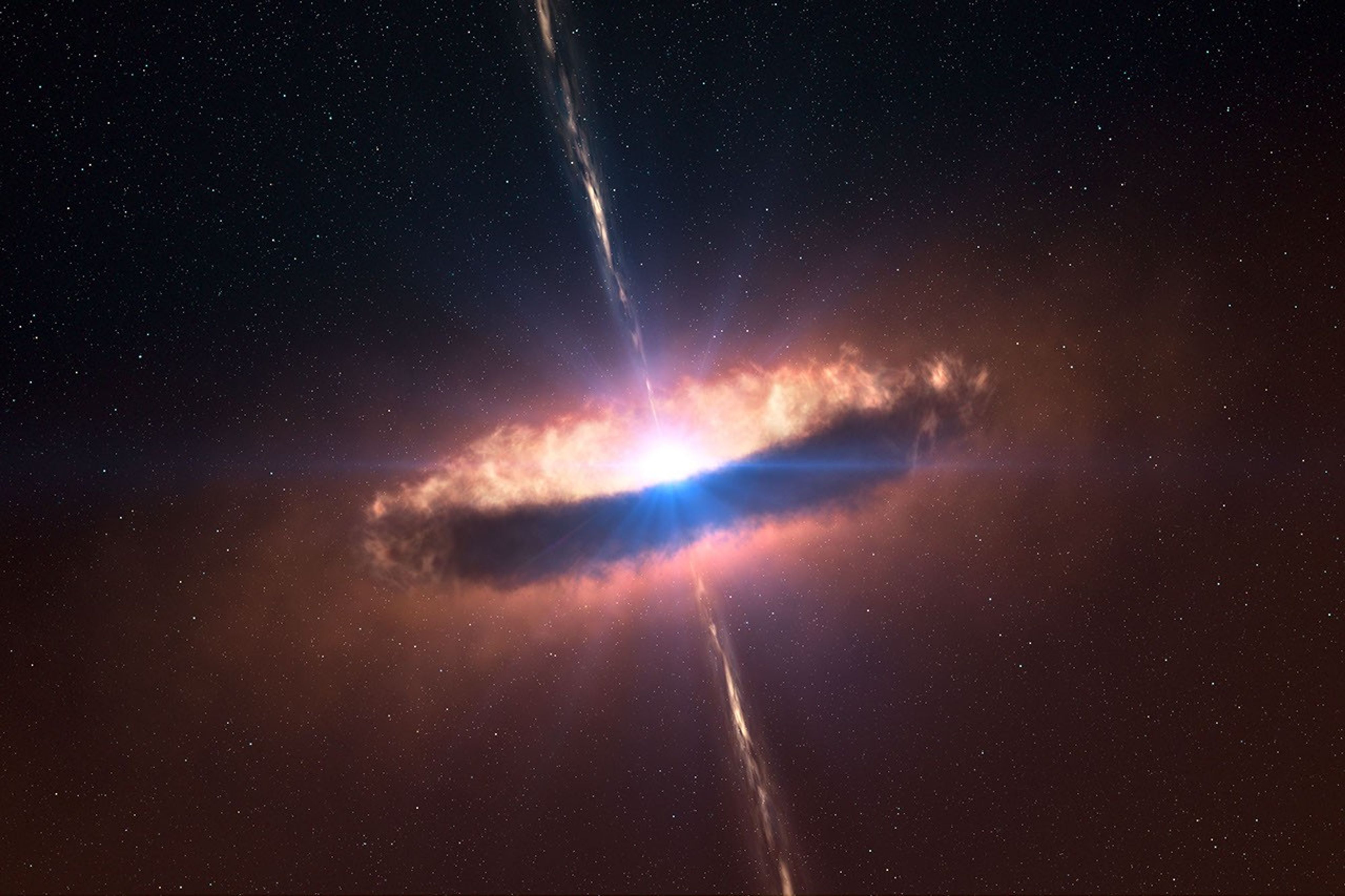 Astronomers have obtained the first clear look at a dusty disk closely encircling a massive baby star; this artist's concept shows what such a massive disk might look like.