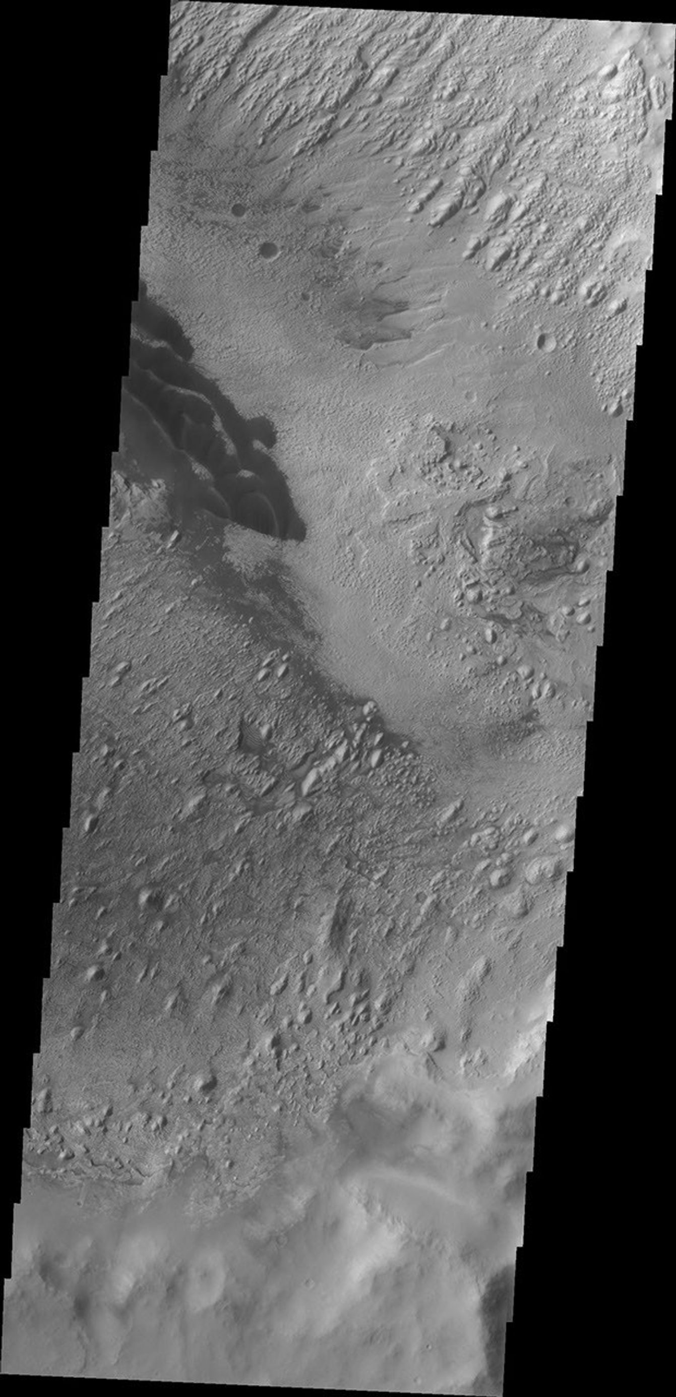 These dark dunes captured by NASA's 2001 Mars Odyssey are located on the floor of Danielson Crater in Meridiani Planum.