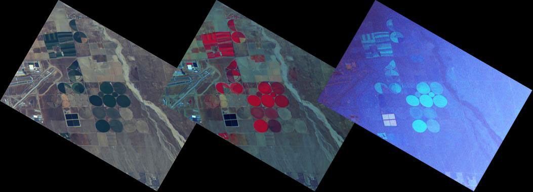 These three images are from NASA's ER-2 aircraft which imaged the area around the Palmdale, Calif., airport during its first checkout flight on Oct. 7, 2010. For more details, go the Photojournal.